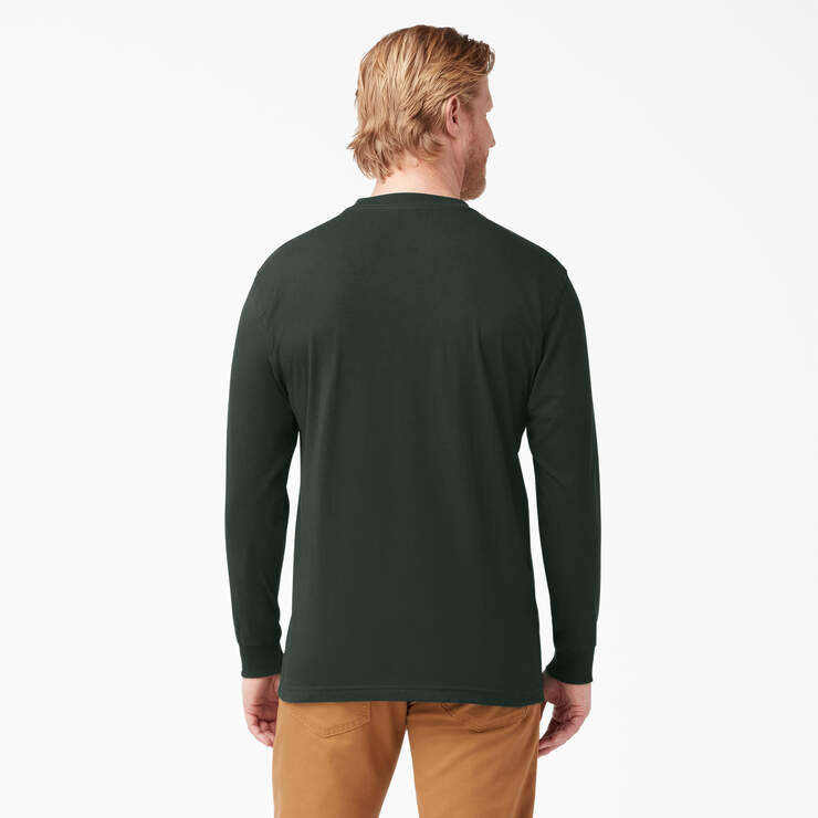 Heavyweight Long Sleeve Pocket T-Shirt - Hunter Green (GH) image number 2