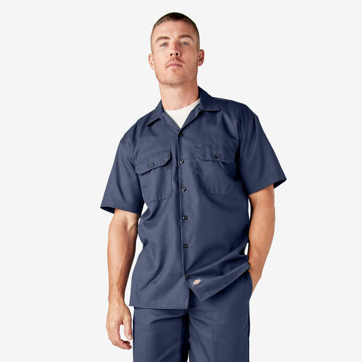 Short Sleeve Work Shirt - Navy Blue (NV) image number 1