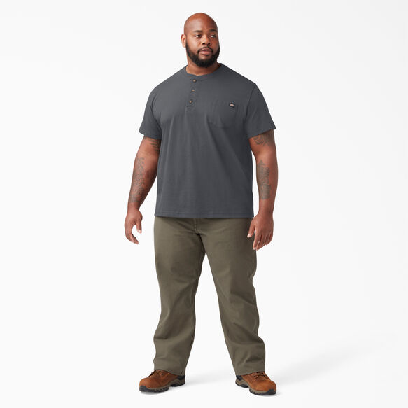 Heavyweight Short Sleeve Henley T-Shirt - Charcoal Gray &#40;CH&#41;