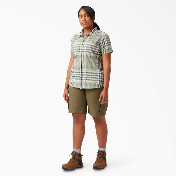 Women's Plus Cooling Short Sleeve Work Shirt - Green Plaid (1PR) image number 4