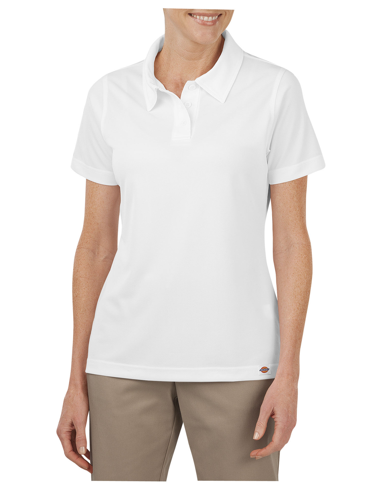 women's white short sleeve polo shirt