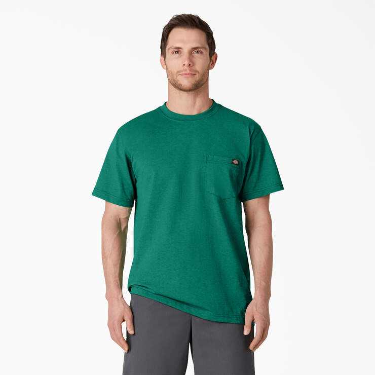 Heavyweight Heathered Short Sleeve Pocket T-Shirt - Green Heather (GSH) image number 1