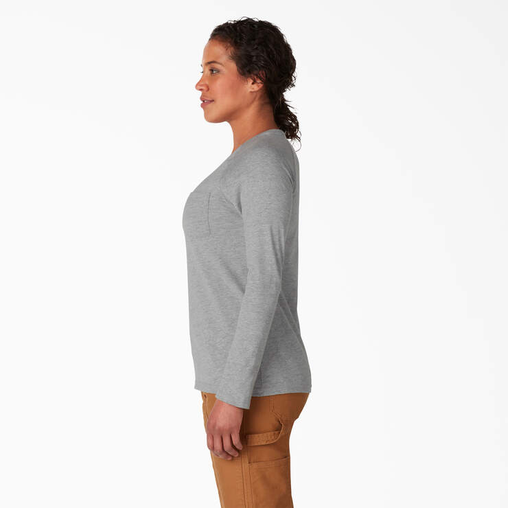 Women's Cooling Long Sleeve Pocket T-Shirt - Heather Gray (HG) image number 3