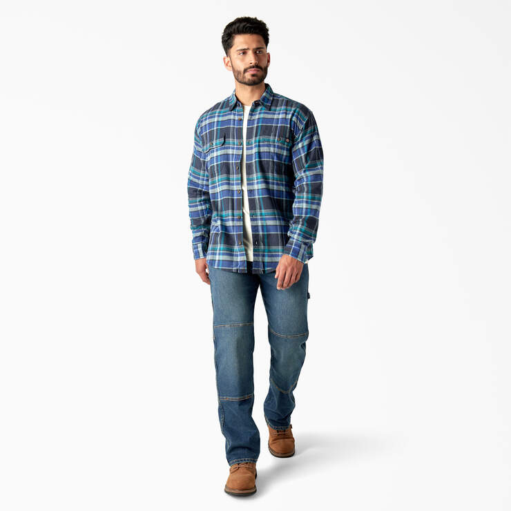 FLEX Long Sleeve Flannel Shirt - Navy Blue/Multi Plaid (A1X) image number 4