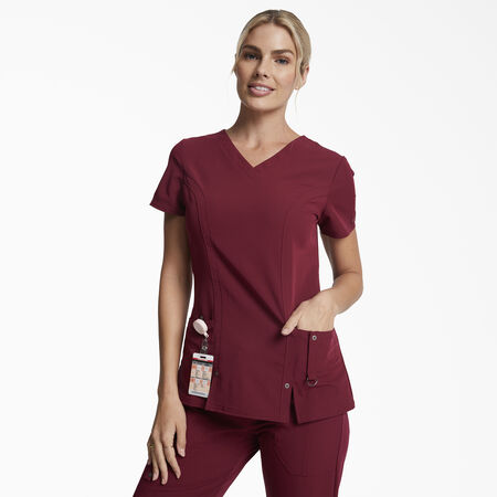 Women&#39;s Xtreme Stretch V-Neck Scrub Top - Wine &#40;WIN&#41;