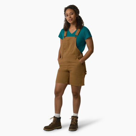 Women&#39;s Bib Shortalls, 7&quot; - Rinsed Brown Duck &#40;RBD&#41;
