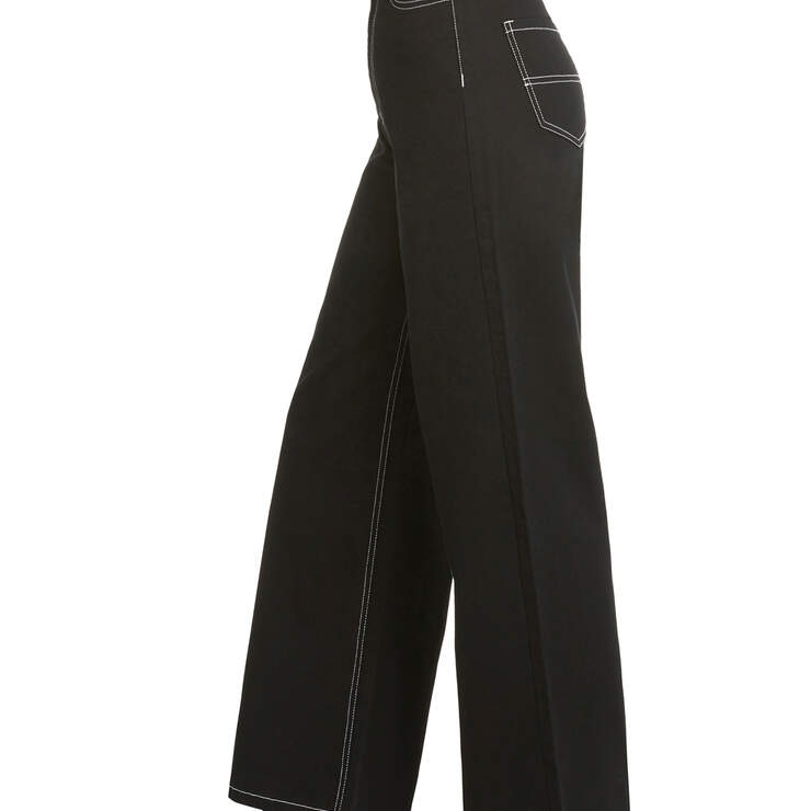 Dickies Girl Juniors' 5-Pocket High Rise Wide Leg Skater Pants - Black (BLK) image number 3