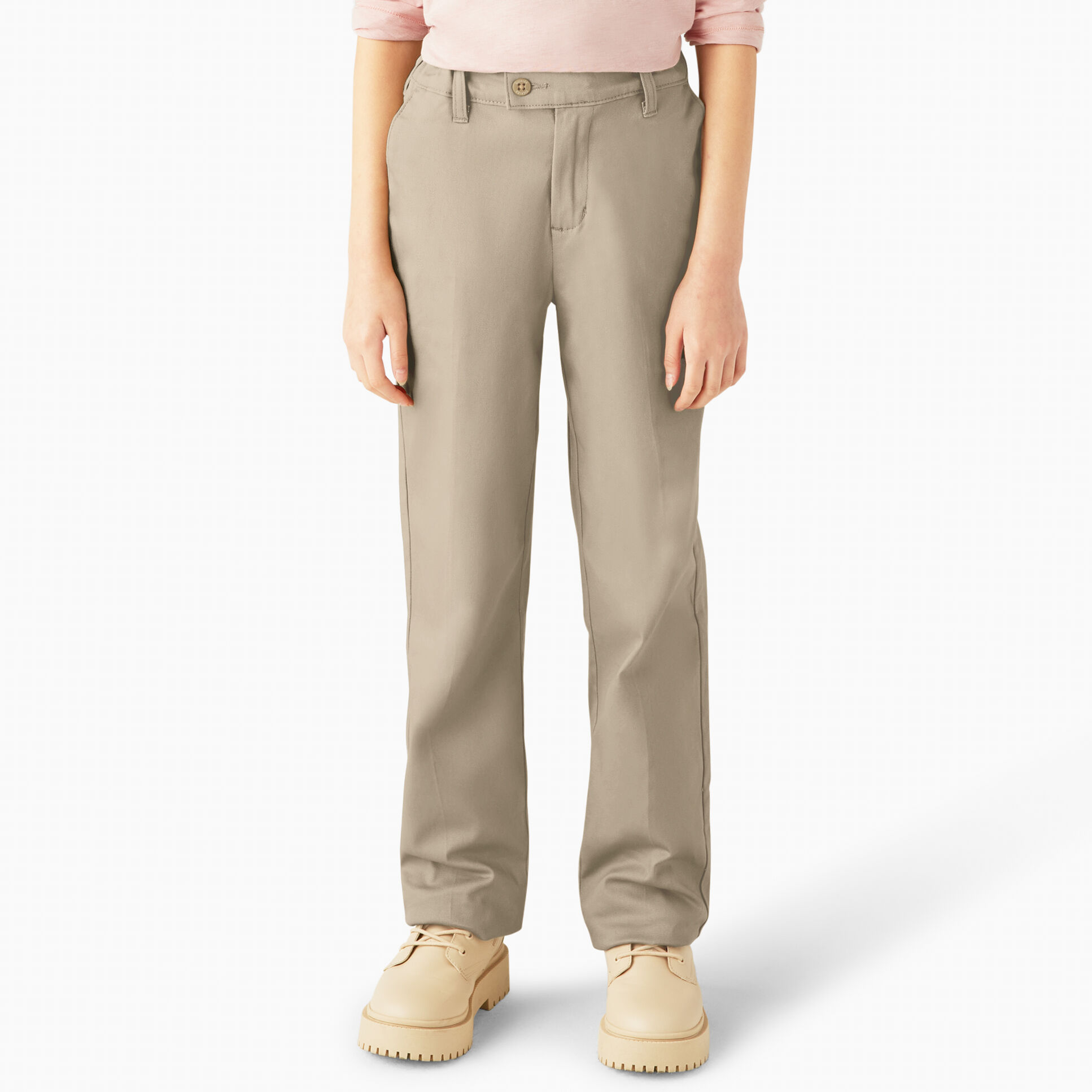 Girls' Slim Fit Straight Leg Stretch Twill Pants, 7-20