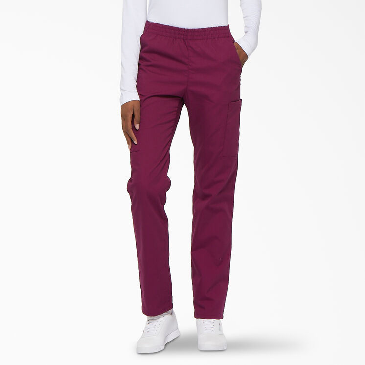 Women&#39;s EDS Signature Tapered Leg Cargo Scrub Pants - Wine &#40;WIN&#41;