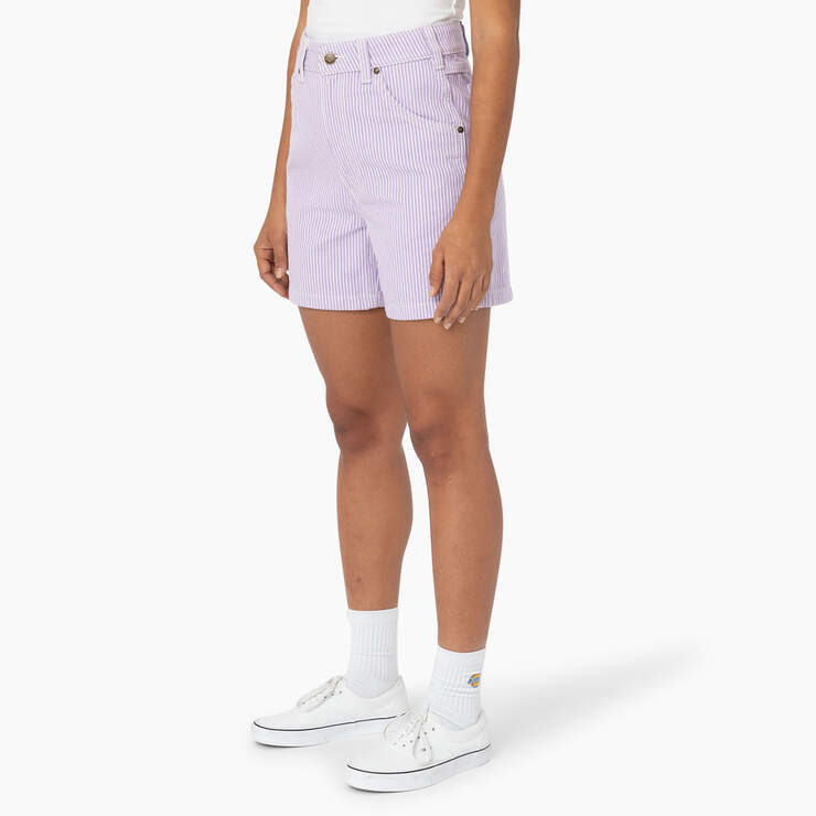 Women's Regular Fit Hickory Stripe Shorts, 5" - Purple Rose (UR2) image number 3