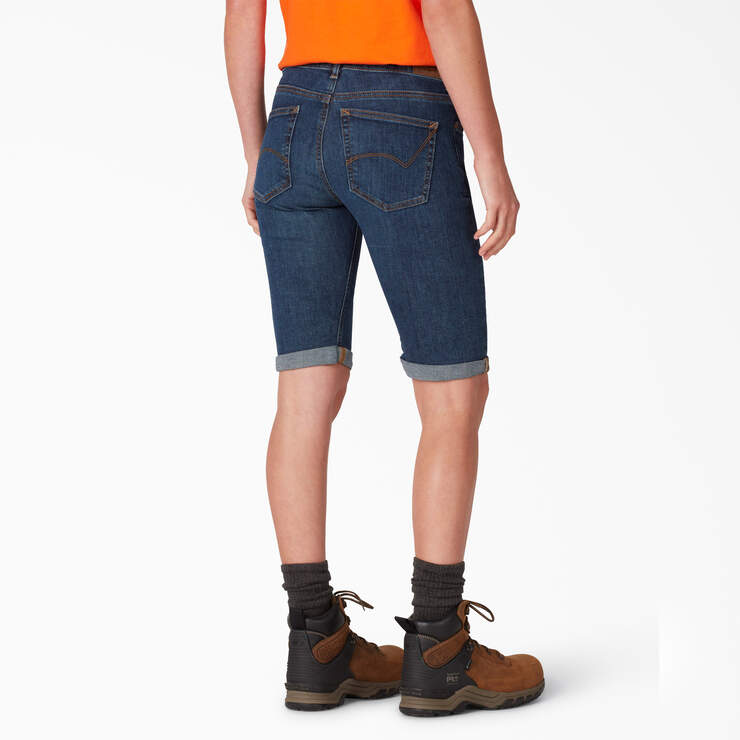 Women’s Perfect Shape Straight Fit Bermuda Jean Shorts, 11" - Stonewashed Indigo Blue (SNB) image number 2