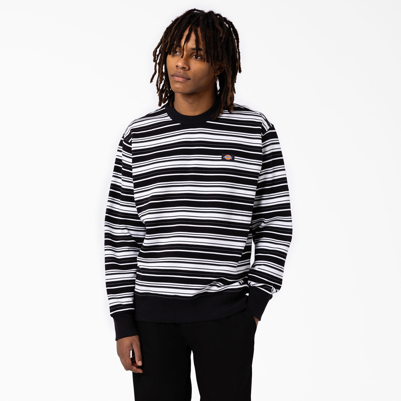 black and white striped sweatshirt