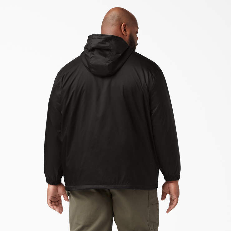 Fleece Lined Nylon Hooded Jacket - Black (BK) image number 6