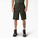 Loose Fit Flat Front Work Shorts, 13&quot; - Olive Green &#40;OG&#41;
