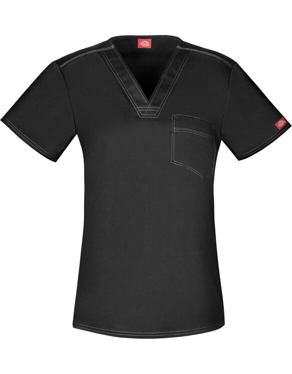 Unisex Gen Flex V-Neck Scrub Top - BLACK (BLK)