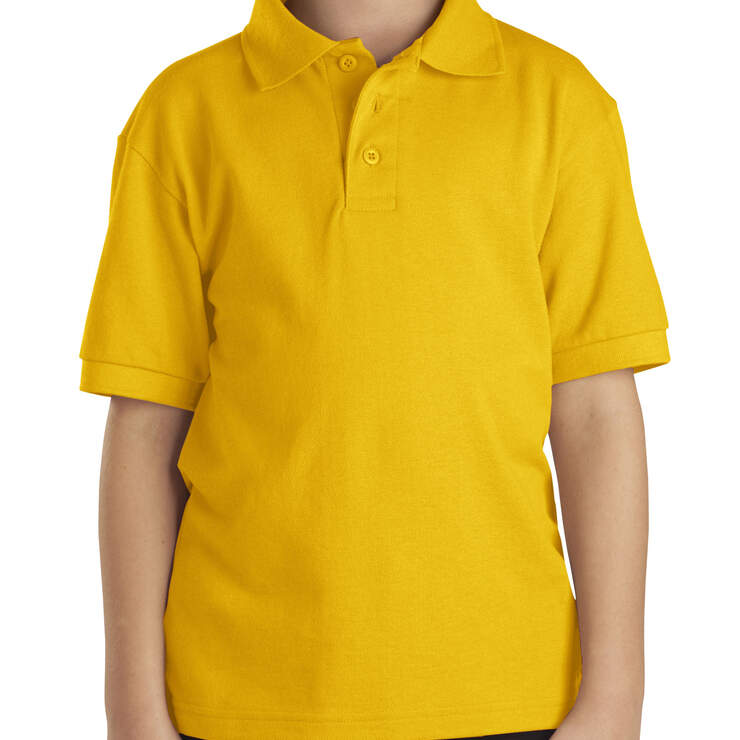 Kids' Short Sleeve Pique Polo Shirt, 4-7 - Gold (GL) image number 1