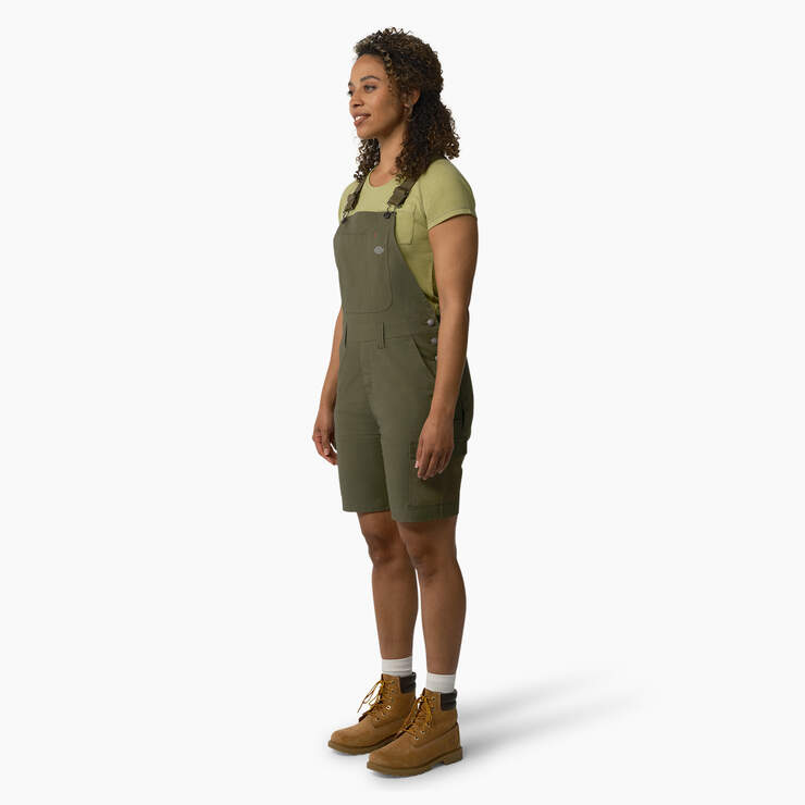 Women's Cooling Ripstop Bib Shortalls - Rinsed Military Green (RML) image number 3