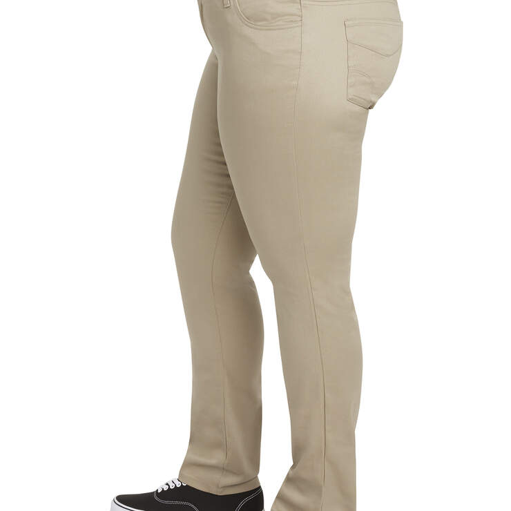 Dickies Girl Juniors' Plus Classic 5-Pocket Skinny Pants - Khaki (KHA) image number 3