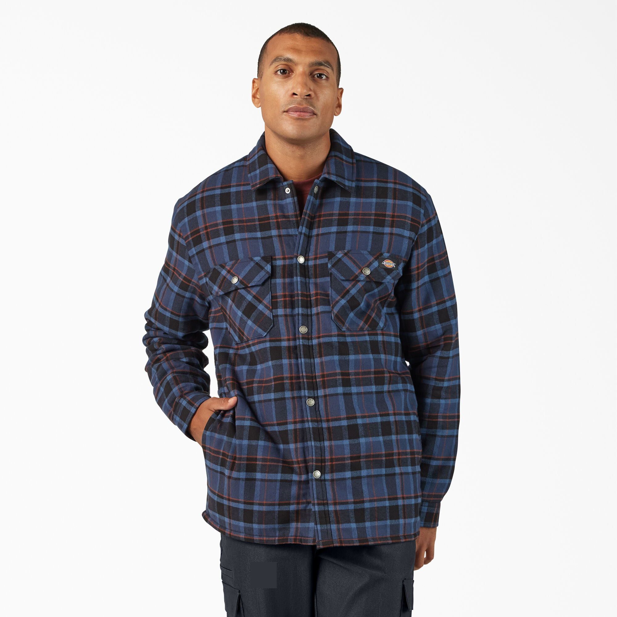 Men's Water Repellent Flannel Hooded Shirt Jacket - Dickies US