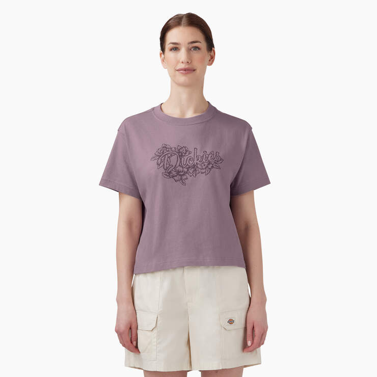 Women’s Floral Graphic Boxy T-Shirt - Lilac (LC) image number 1