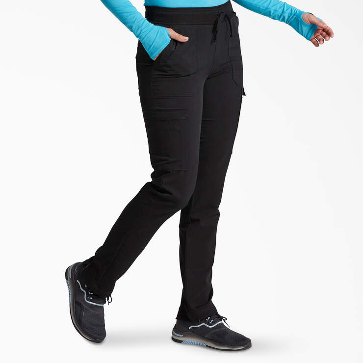 Women's Balance Tapered Leg Cargo Scrub Pants - Black (BLK) image number 4