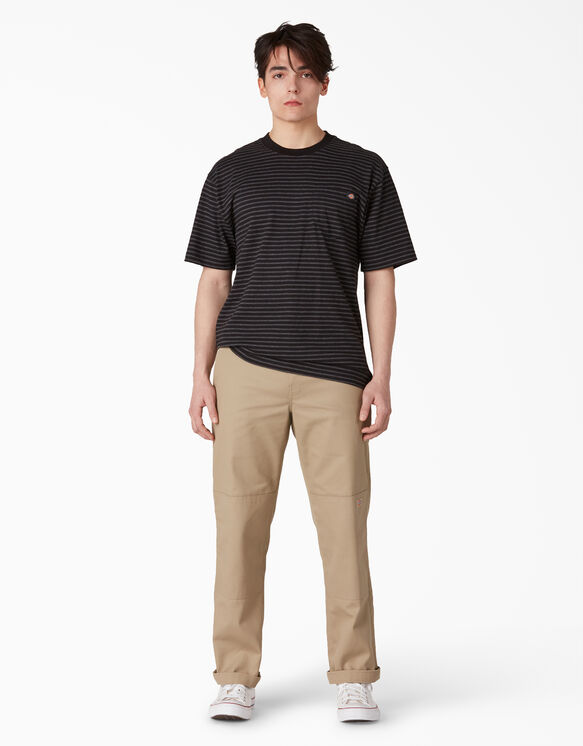 Short Sleeve Striped Pocket T-Shirt - Black Heather Stripe &#40;HSB&#41;