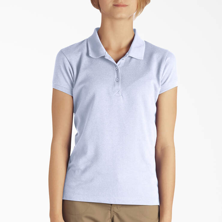 Girls' Short Sleeve Pique Polo Shirt, 4-6 - Light Blue (LB) image number 1