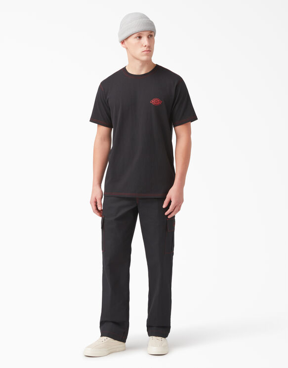 Short Sleeve Graphic T-Shirt - Black w/ Red Stitching &#40;B2I&#41;