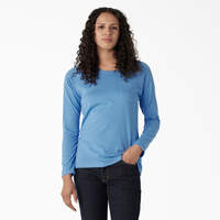 Women's Cooling Long Sleeve Pocket T-Shirt - Azure Blue (AB2)