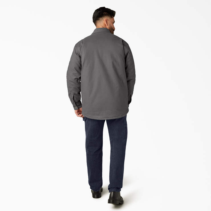 Water Repellent Fleece-Lined Duck Shirt Jacket - Slate Gray (SL) image number 9