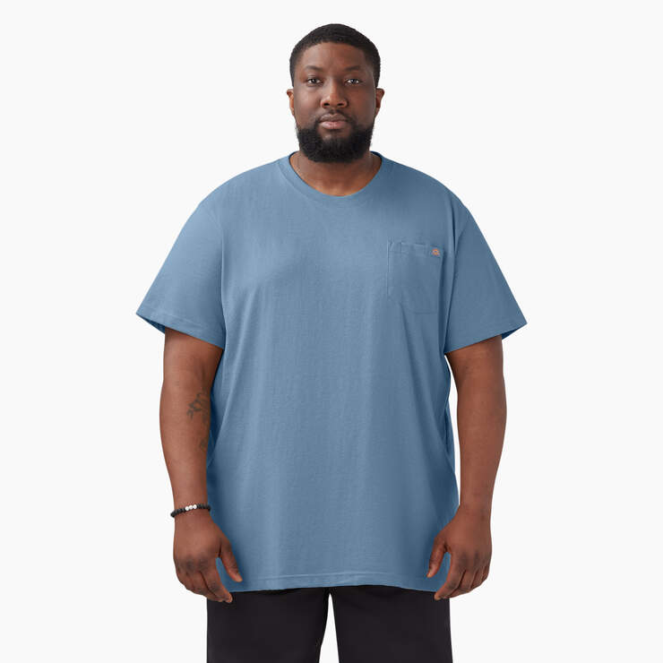 Heavyweight Heathered Short Sleeve Pocket T-Shirt - Coronet Blue Heather (LBH) image number 5