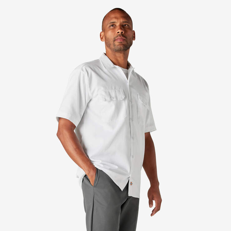 Short Sleeve Work Shirt - White (WH) image number 4