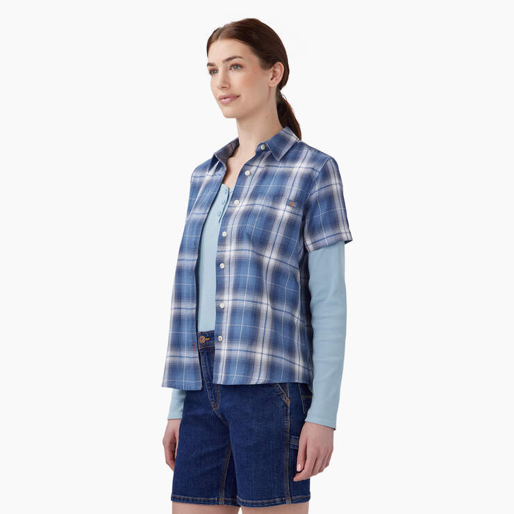 Women’s Plaid Woven Shirt - Coronet Blue Herringbone Plaid (RPH) image number 3