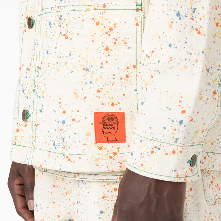 Brain Dead Paint Splatter Canvas Jacket - White (WH) image number 8