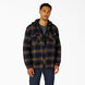 Fleece Hooded Flannel Shirt Jacket with Hydroshield - Ink Navy Brown Ombre Plaid &#40;IP1&#41;