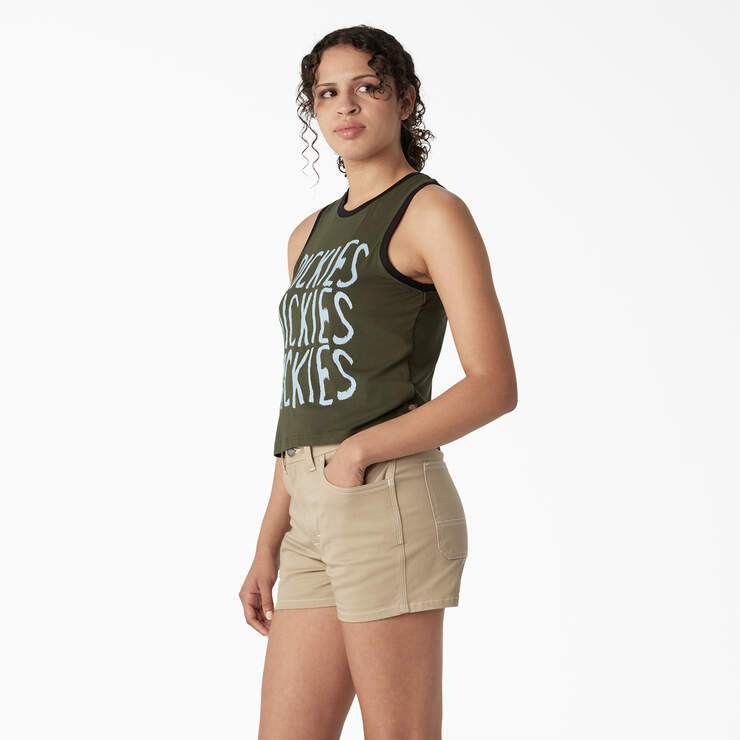 Women’s Sporty Graphic Tank Top - Military Green (ML) image number 3