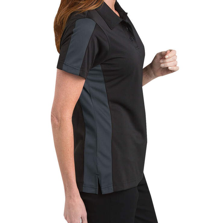 Women's Industrial Performance Color Block Polo Shirt - Black/Charcoal Graye (BKCH) image number 4