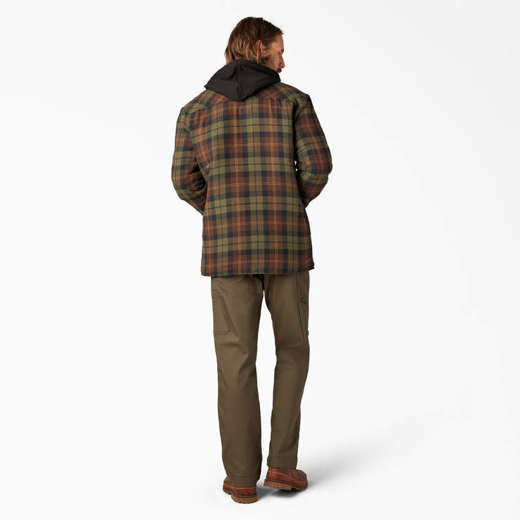 Flannel Hooded Shirt Jacket - Chocolate Tactical Green Plaid (POC) image number 6