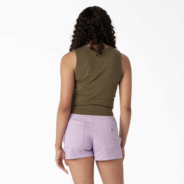 Women's Racerback Cropped Tank Top - Military Green (ML) image number 2