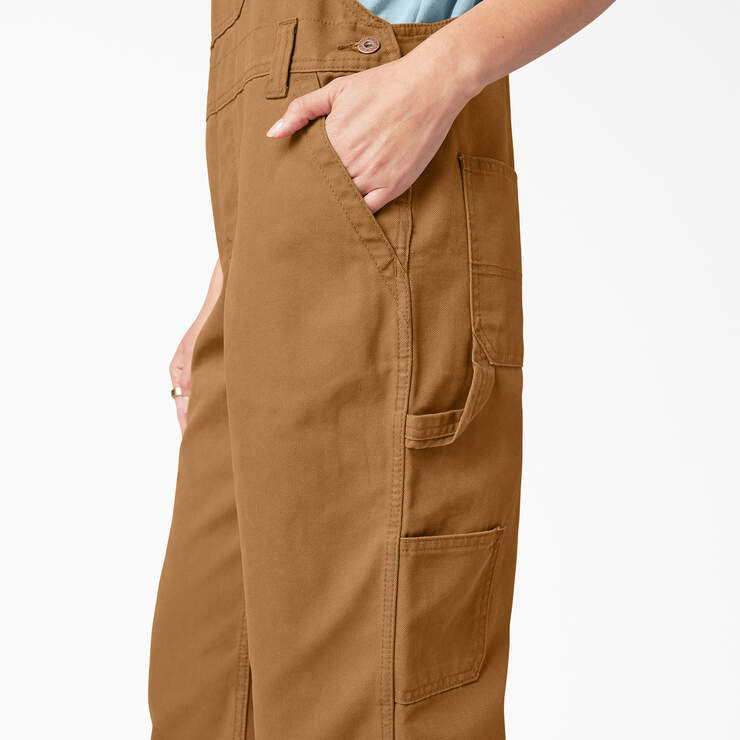 Women's Relaxed Fit Bib Overalls - Rinsed Brown Duck (RBD) image number 7