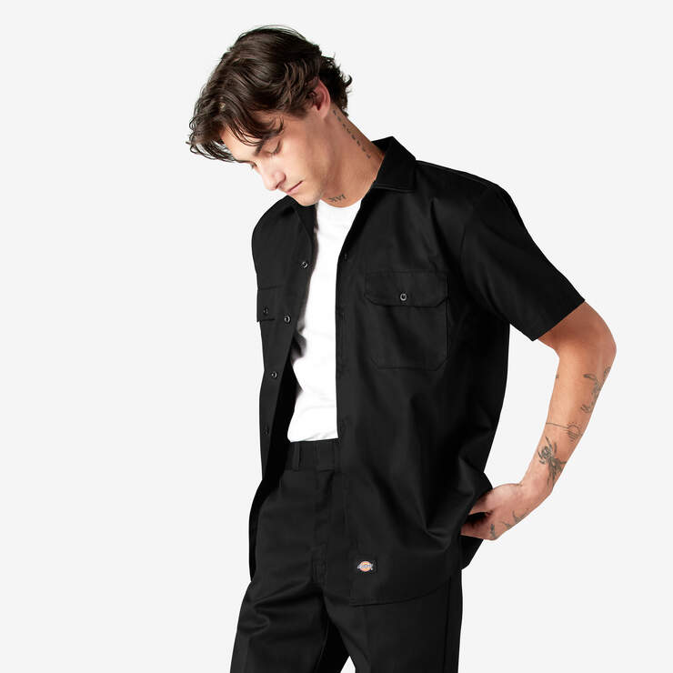 Short Sleeve Work Shirt - Black (BK) image number 3