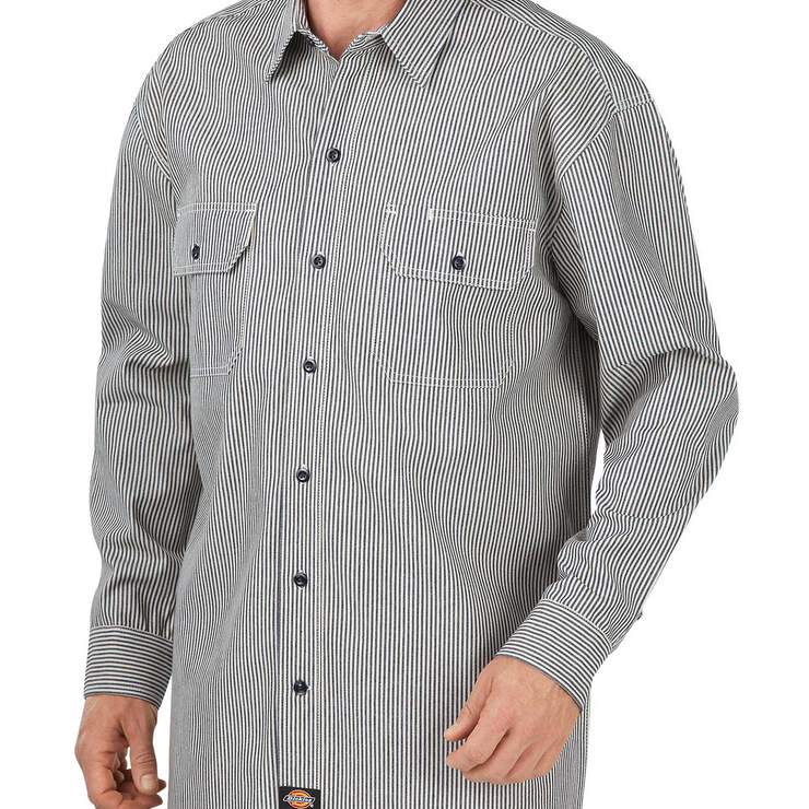 Long Sleeve Button-Front Logger Shirt - Hickory Stripe (HS) image number 1