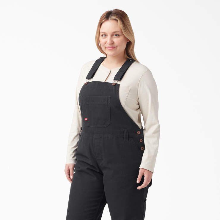 Women's Plus Relaxed Fit Bib Overalls - Rinsed Black (RBK) image number 4