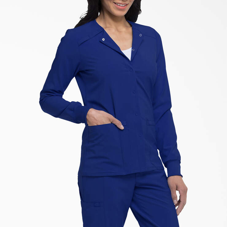 Women's EDS Essentials Snap Front Scrub Jacket - Galaxy Blue (GBL) image number 4