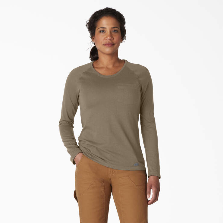 Women's Cooling Long Sleeve Pocket T-Shirt - Military Green Heather (MLD) image number 1