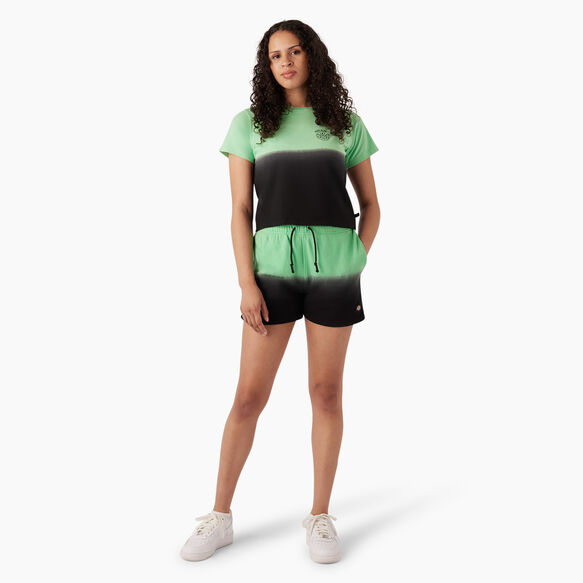 Women&rsquo;s Cropped Ombre T-Shirt - Apple Mint/Black Dip Dye &#40;AMD&#41;
