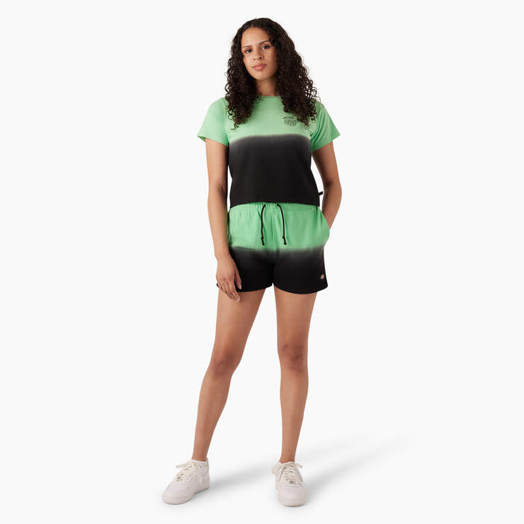 Women's Ombre Cropped T-Shirt - Apple Mint/Black Dip Dye (AMD) image number 4