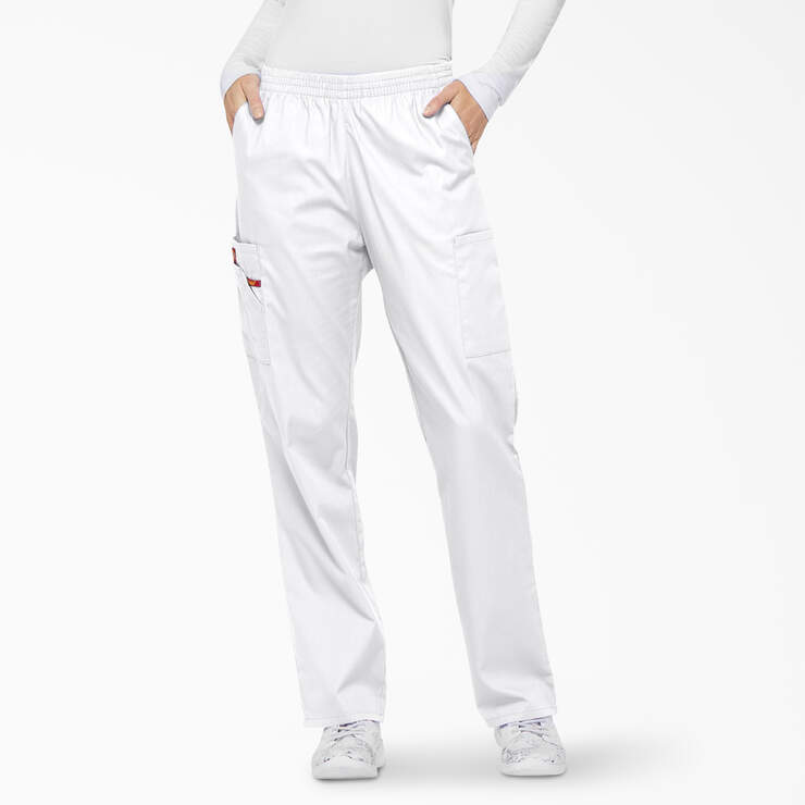 Women's EDS Signature Tapered Leg Cargo Scrub Pants - White (DWH) image number 1