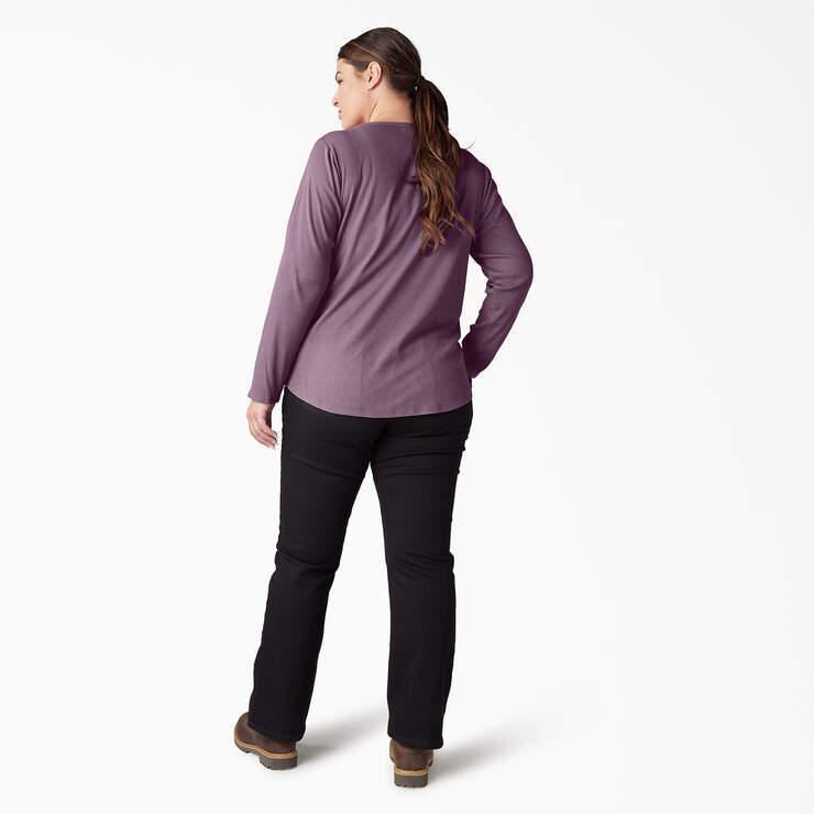 Women's Plus Henley Long Sleeve Shirt - Grapeade (GSD) image number 6