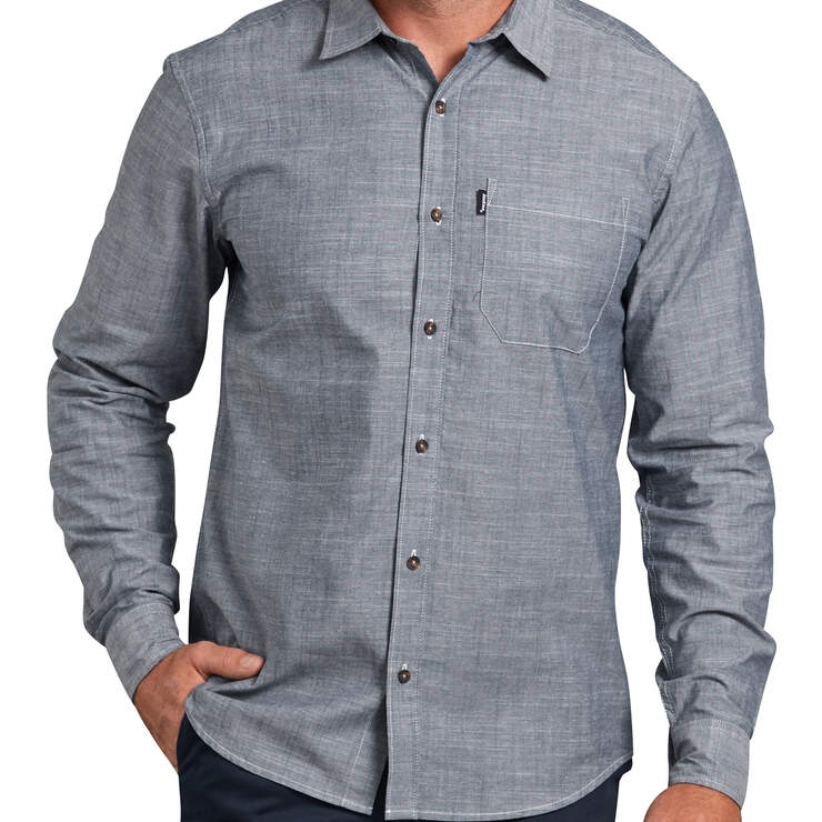 Dickies X-Series Modern Fit Long Sleeve Chambray Shirt - Blue Chambray (RC) image number 1